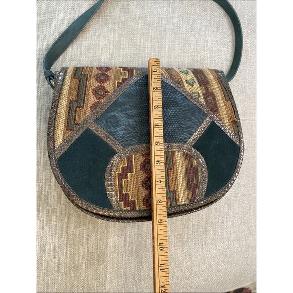 STEVEN BY STEVE MADDEN XL Leather Tapestry Crossbody Carpet Shoulder Bag NEW - Picture 8 of 16